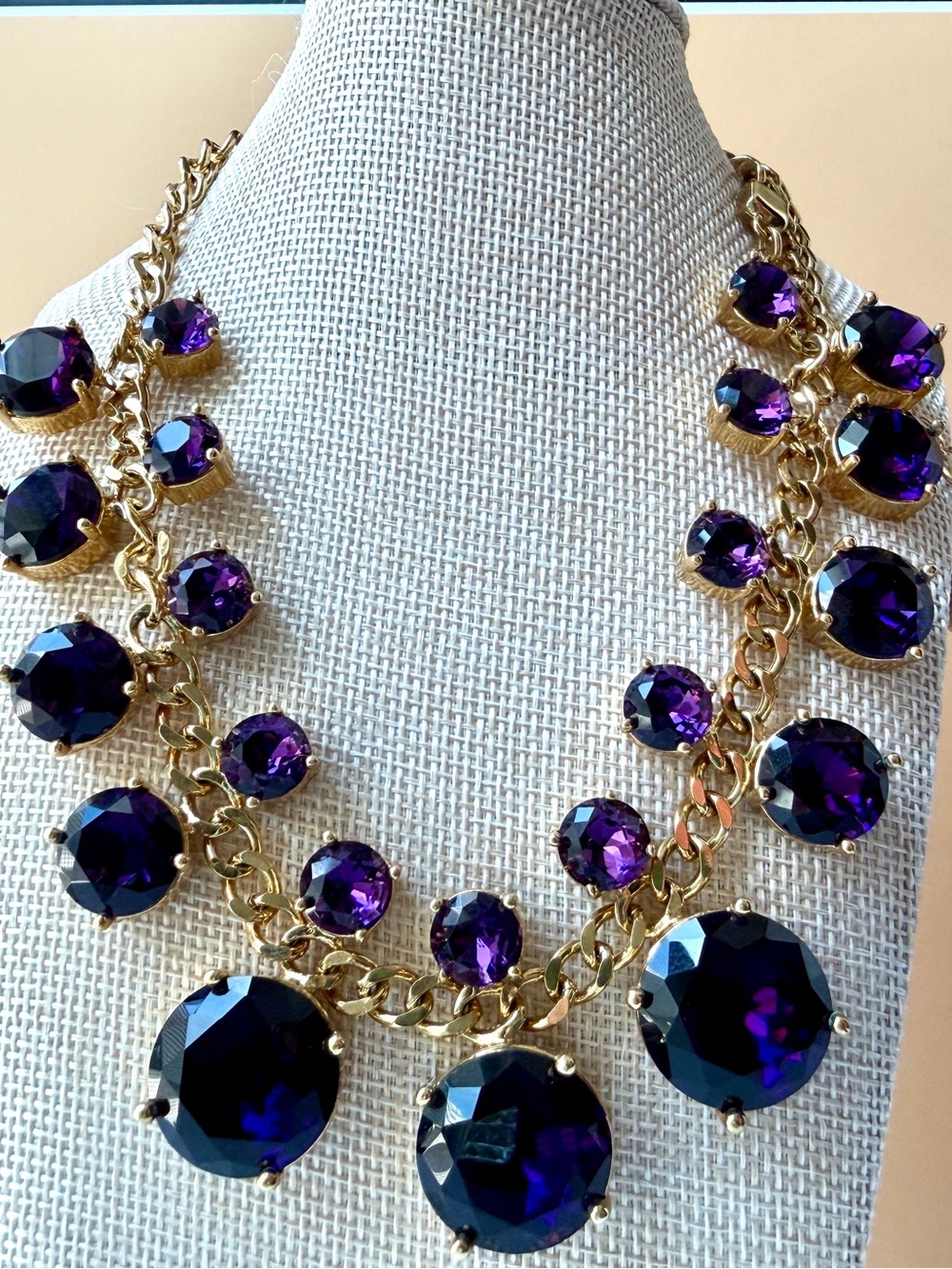 kate spade Crystal Court Statement Necklace Purple